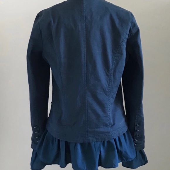 Free People Teal Blue Ruffled Military Jacket - Picture 2 of 2